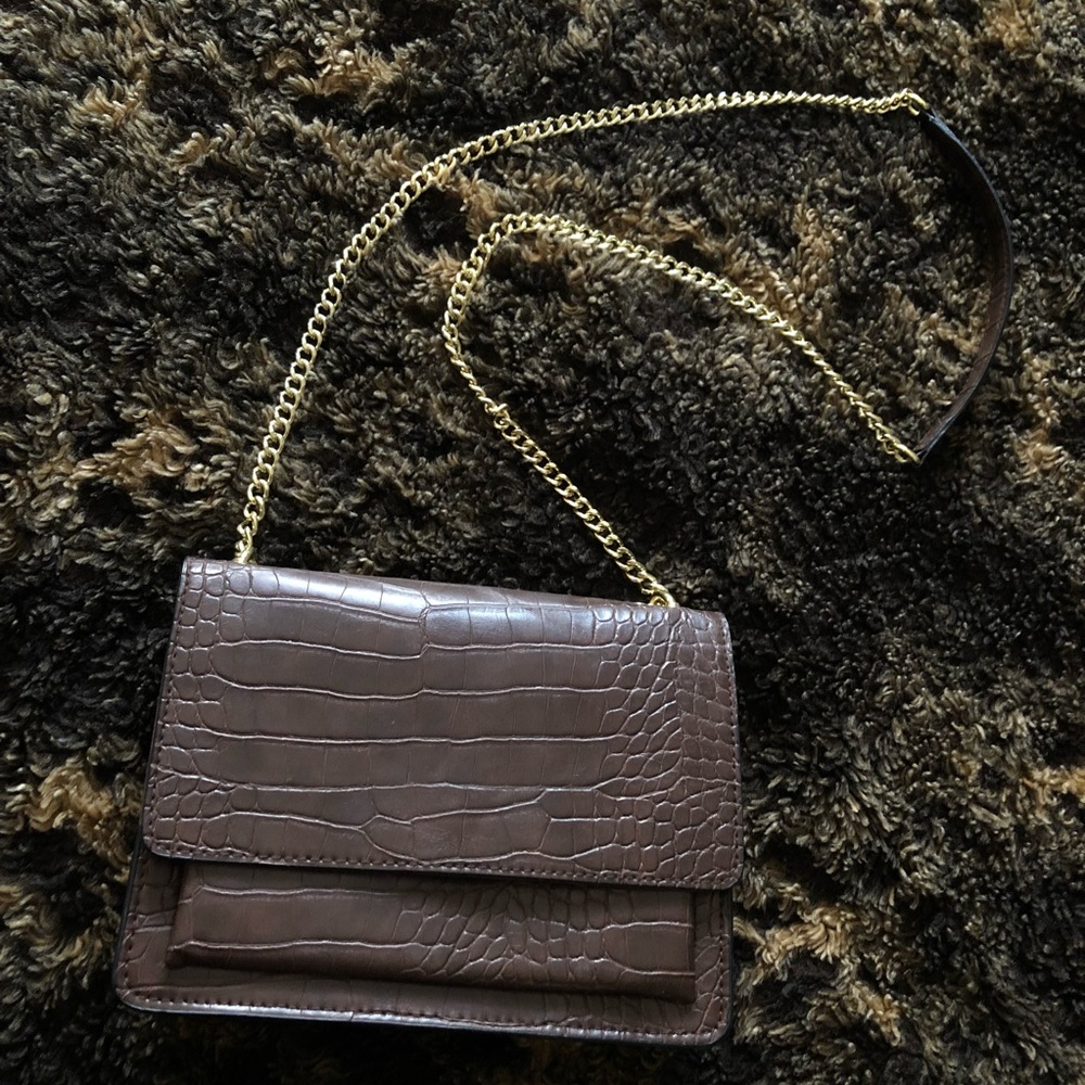 Brown Faux Leather Crossbody Purse